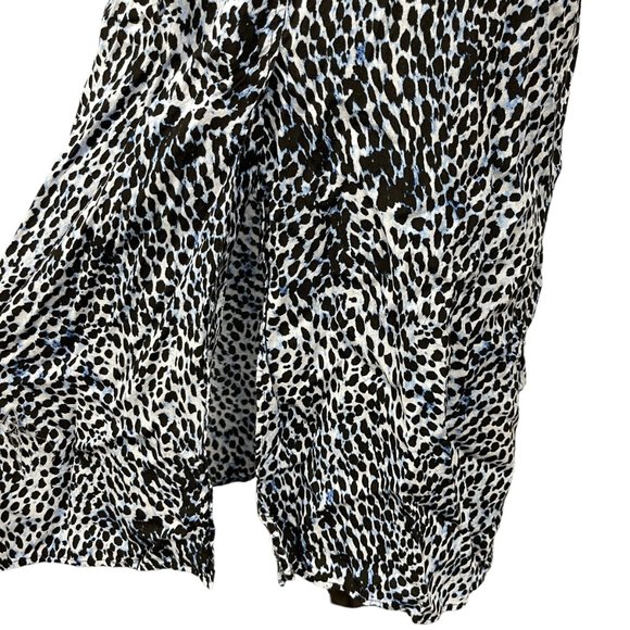 & Other Stories Shirt Dress Midi Blue Animal Print Long Sleeve Side Zip Belted - Picture 9 of 12